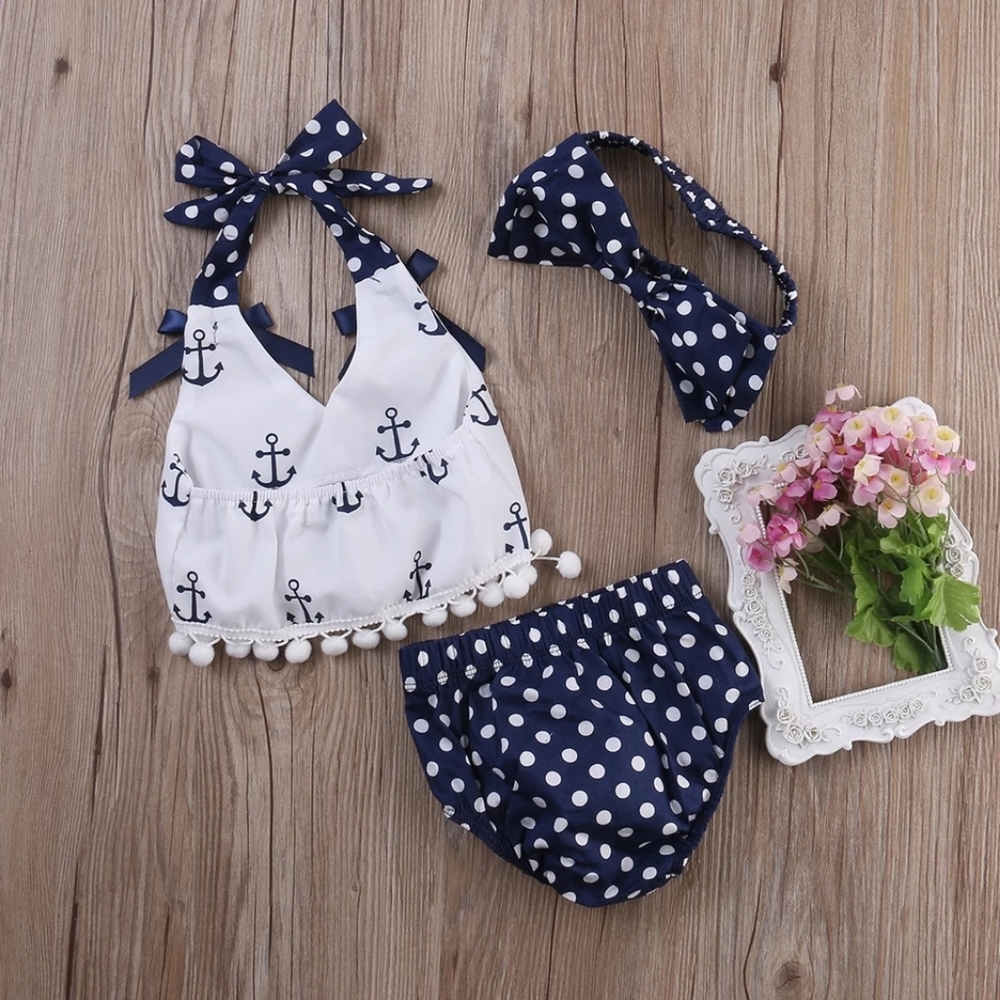 New Headband and outfit with anchors pom poms
